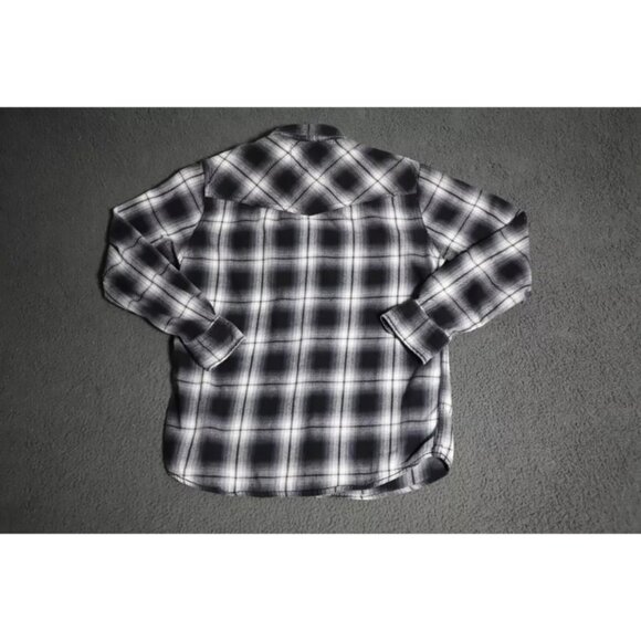 Roebuck & G Button Up Shirt Mens M Black Flannel Plaid Western Cowboy Collared - Picture 7 of 10